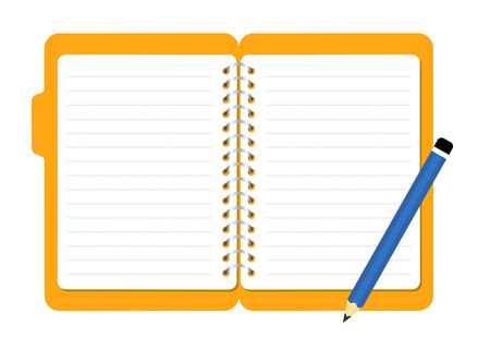 stock of open document file folder with blank notes and pencilのイラスト素材