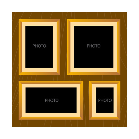 Vector stock of wooden textured all in one photo frame templateのイラスト素材