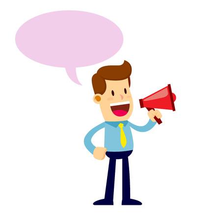 Vector stock of a businessman talking through a loud speakerのイラスト素材