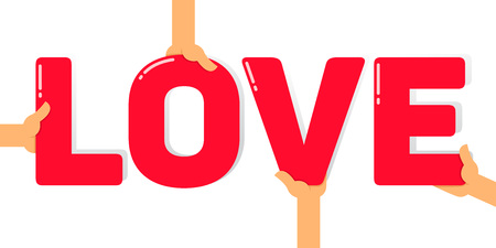 Vector stock of hands holding letters creating love wordのイラスト素材