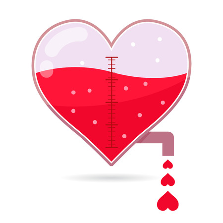 Vector stock of heart shaped water tap dripping small heart iconsのイラスト素材