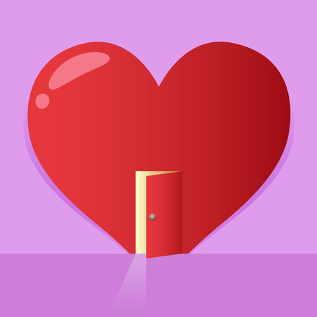 Vector stock of a big heart symbol with an open door, valentines backgroundのイラスト素材