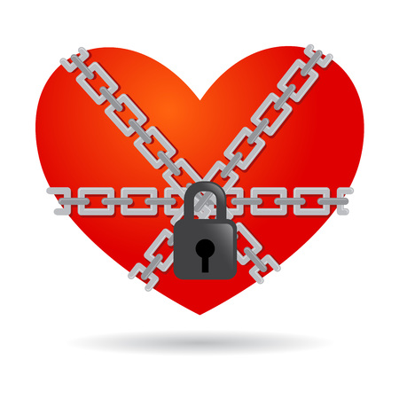 Vector stock of a locked and chained heart secured with padlockのイラスト素材