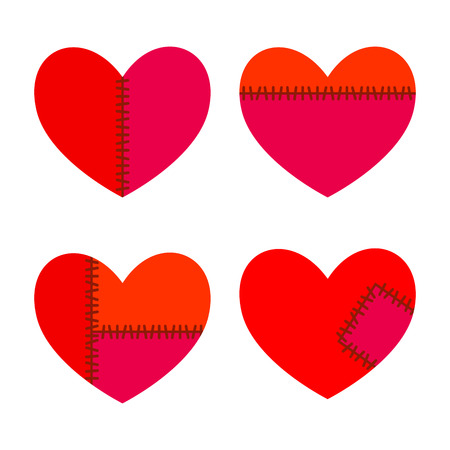 Vector stock of hearts with stitches and patchesのイラスト素材