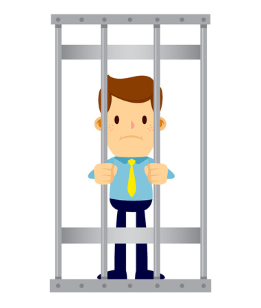 Vector stock of a businessman locked behind prison barsのイラスト素材
