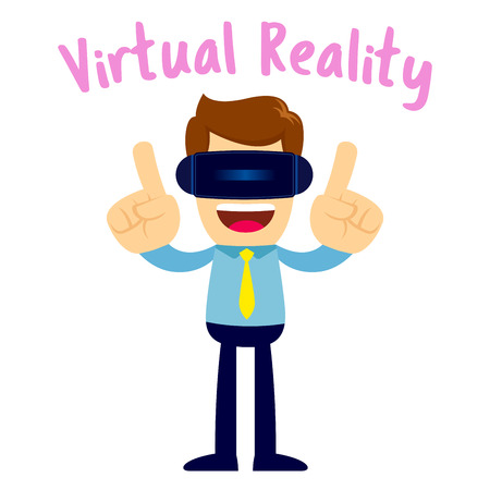 Vector stock of a businessman wearing virtual reality glassesのイラスト素材