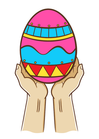 Vector stock of two hand holding colorful easter eggのイラスト素材