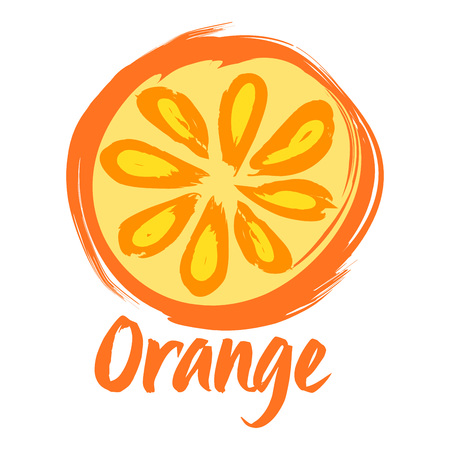 Vector stock of hand made brush stroke sliced orangeのイラスト素材