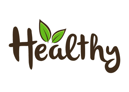 Vector stock of healthy word custom lettering, typography artのイラスト素材