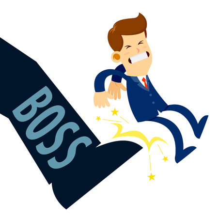 Vector stock of a businessman being kicked out by boss footのイラスト素材