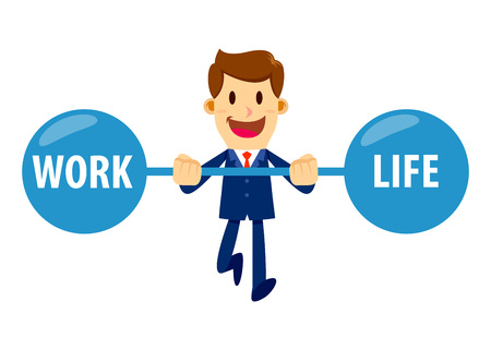 Vector stock of a businessman keeping balance between work and lifeのイラスト素材