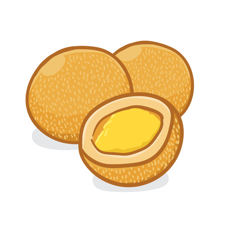 Vector stock of onde-onde indonesian traditional food, fried with sesame seeds.のイラスト素材