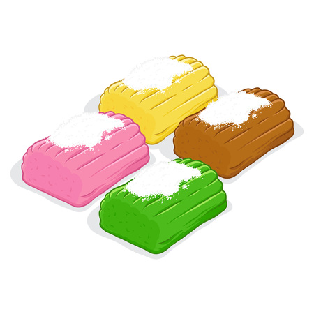 Vector stock of getuk lindri Indonesian traditional food made from cassava with shredded coconut on topのイラスト素材