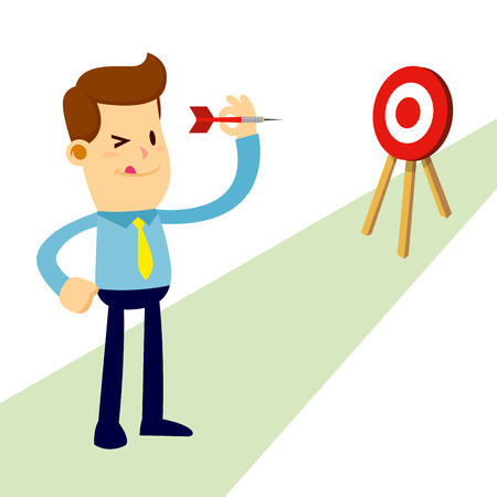 Vector stock of a businessman aiming to a target or goals while holding a dart arrowのイラスト素材