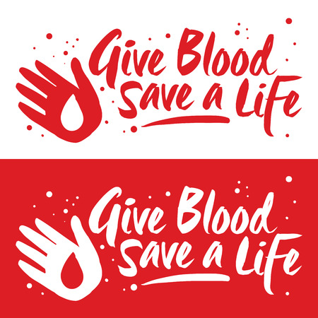 Vector illustration of blood donor sign, give blood save a life bannerのイラスト素材