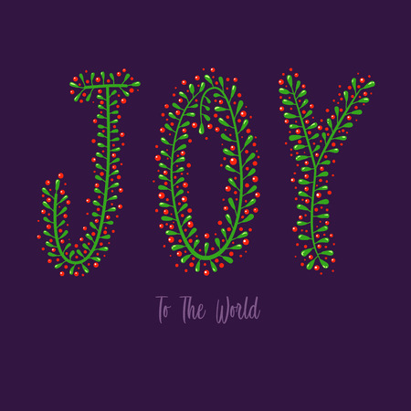 Joy to the world custom lettering, vector illustration typography artのイラスト素材