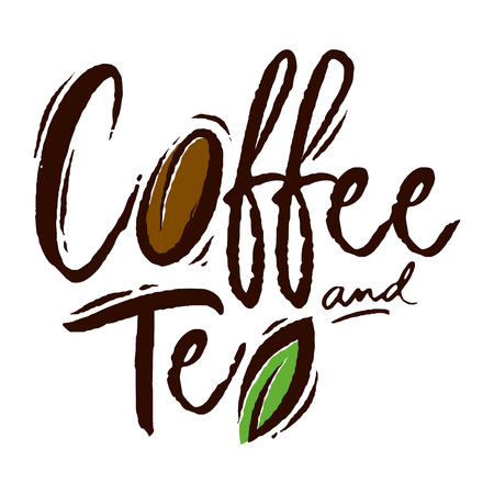 Coffee and tea custom text typography logo, vector illustrationのイラスト素材