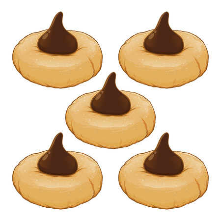 Cookies topped with chocolate cream, hand drawn vector illustrationのイラスト素材