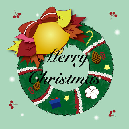 Merry Christmas, Wreath vector illustration.のイラスト素材
