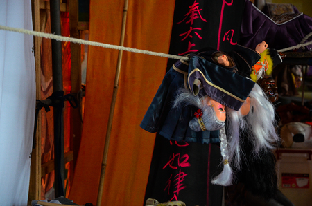 Taipei, Taiwan - NOV 05, 2017: Glove puppetry stage in Taiwan Traditional Theatre Center.a type of opera using cloth puppets that originated during the 17th century in China.のeditorial素材