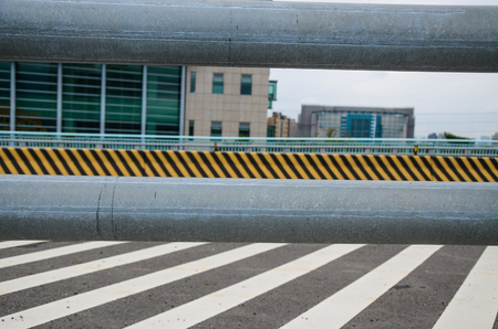 Median island on the roadの写真素材