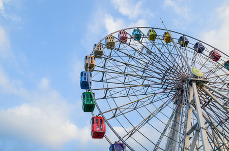 Ferris wheel on the background of blue sky in Taipeiのeditorial素材