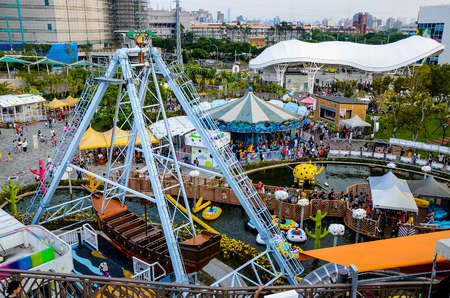 Taipei, Taiwan - AUG 19, 2017: Recreation facilities in Taipei Children's Amusement Parkのeditorial素材