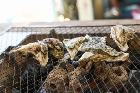 Roasted oysters in Penghu, Taiwan.の写真素材
