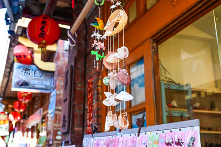 Penghu County, Taiwan-AUG 09, 2020: Shell wind chimes close-up.のeditorial素材