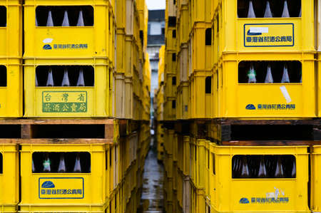 Yilan, Taiwan-NOV 14, 2021: Yilan Distillery (Chia Chi Lan Liquor Museum) is place many wine bottles and introduce the history of wine.のeditorial素材