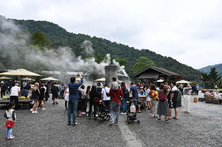 Yilan, Taiwan-NOV 14, 2020: Many people in Qingshui Geothermal Park.