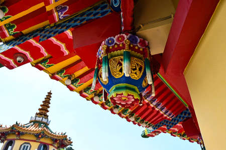 Kaohsiung, Taiwan - OCT 16, 2021: Dragon and Tiger Pagodas famous building in southern Taiwan.のeditorial素材