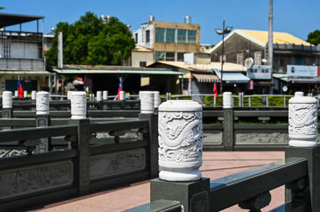 Kaohsiung, Taiwan - OCT 16, 2021: Temple railing in Dragon and Tiger Pagodas.のeditorial素材