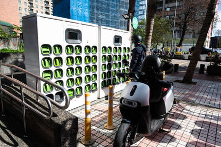 Yingge, Taiwan - FEB 06, 2022: gogoro electric vehicle charging stationのeditorial素材