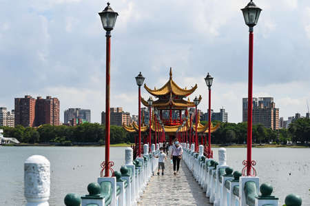 Kaohsiung, Taiwan - OCT 16, 2021: Wuliting pavilion at Lotus Pond in Kaohsiung Taiwan.のeditorial素材