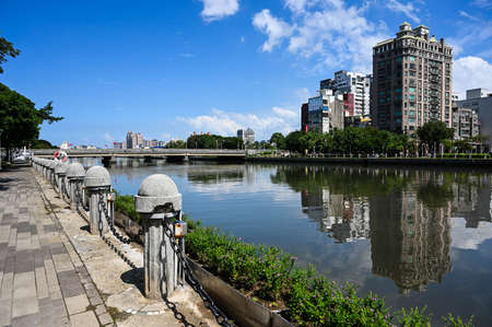 Kaohsiung, Taiwan - OCT 16, 2021: Love river moring scene at Kaohsiung city at Taiwanのeditorial素材