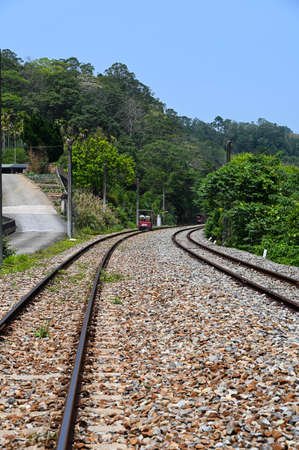 Miaoli, Taiwan - APR 12, 2021: Old Former Mountain Line Rail Bike Station in Sanyi, Miaoli, Taiwan.のeditorial素材