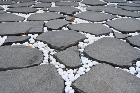 Irregular stone floor. Garden landscaping floor.の写真素材