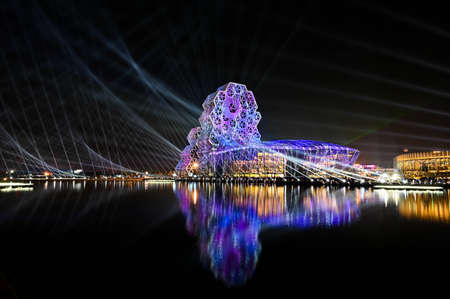 Kaohsiung, Taiwan - FEB 18, 2022: Kaohsiung Music Center at night.のeditorial素材