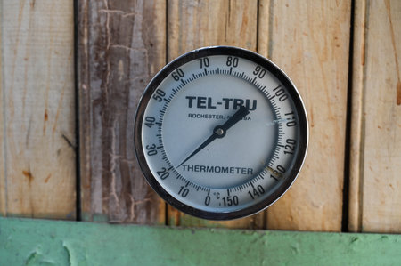 Kaohsiung, Taiwan - FEB 18, 2022: Barometer close up in factory.のeditorial素材
