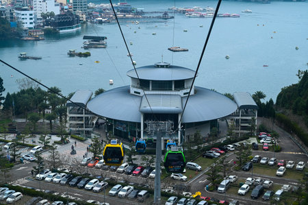 Nantou City, Taiwan - FEB 02, 2022: Cable car in Formosan Aboriginal Culture Village.のeditorial素材