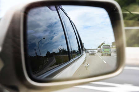 Car rear mirror close upの写真素材