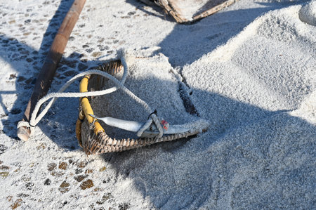 Tainan City, Taiwan - NOV 19, 2022: Tourists are visiting the Jingzaijiao Tile- Paved Salt Fields in Tainan, Taiwan.のeditorial素材