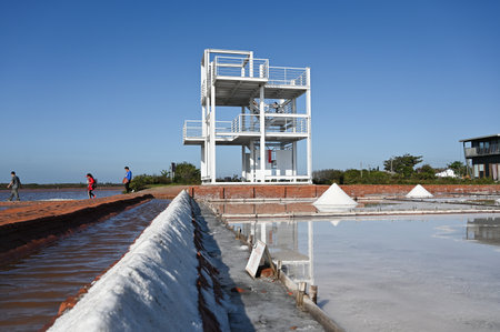 Tainan City, Taiwan - NOV 19, 2022: Jingzaijiao Tile-Paved Salt Fields.のeditorial素材