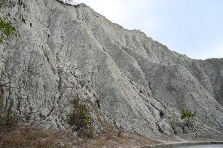 Badlands Geological landscape of Tianliao Moon World in Kaohsiung, Taiwan. it's famous for its...