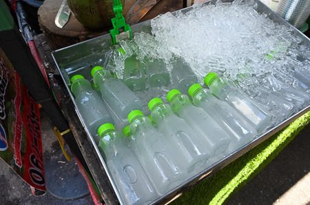 Bangkok, Thailand - DEC 21, 2022: A store that sells coconut juice
