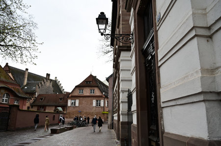 Strasbourg, Alsace, France - MAR 26, 2023: Traditional half timbered houses of Petite France.のeditorial素材