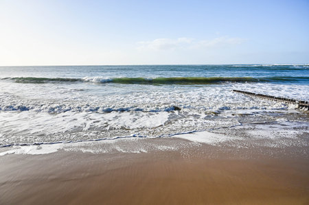 Foam and waves in the beach