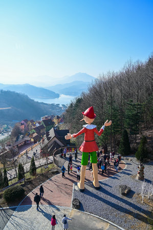 Gyeonggido, Korea - NOV 03, 2023: A colorful building at Pinocchio e De Vinci in Gyeonggido, South Korea.のeditorial素材