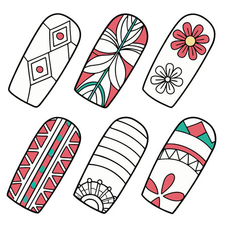 Manicure finger symbols, vector illustration, collection of different shapesのイラスト素材